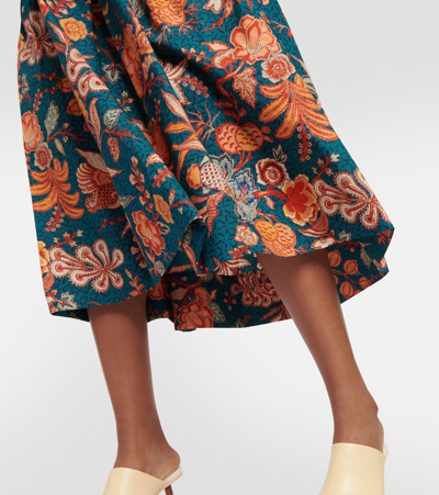 Shop Ulla Johnson Kyra High-rise Floral Cotton Midi Skirt In Multicoloured