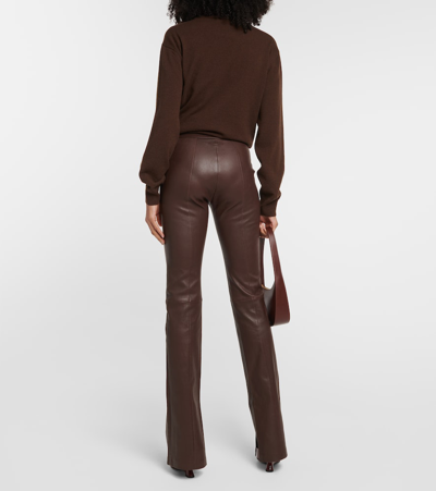 Stouls Kam High-rise Leather Pants In Brown