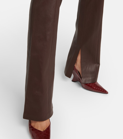 Stouls Kam High-rise Leather Pants In Brown