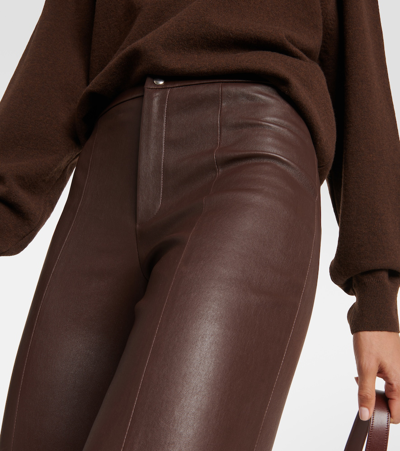 Stouls Kam High-rise Leather Pants In Brown