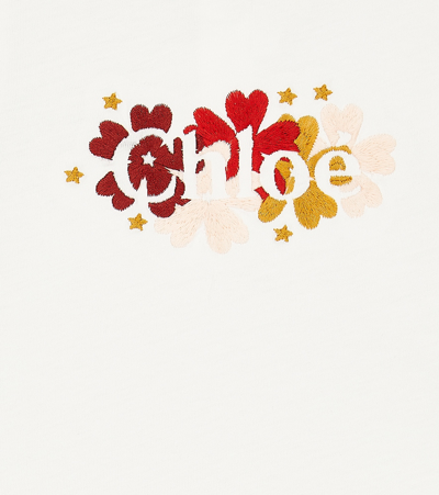Chloé Chloe Offwhite Floral Logo-embroidered Cotton-jersey T-shirt 4-14 Years In White