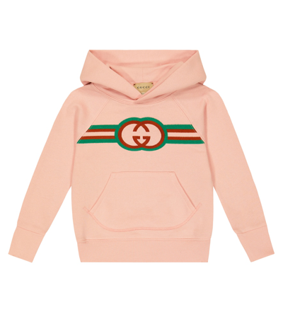 Shop Gucci Printed Cotton Hoodie In Pink