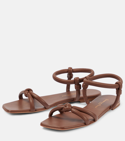 Gianvito Rossi Flat Sole Knotted Straps Sandals In Brown
