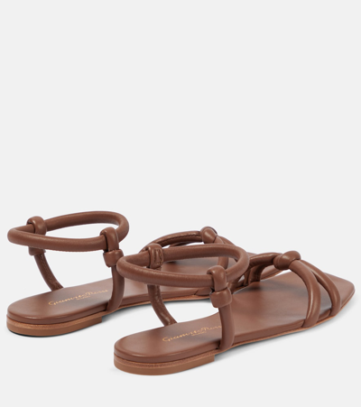 Gianvito Rossi Flat Sole Knotted Straps Sandals In Brown
