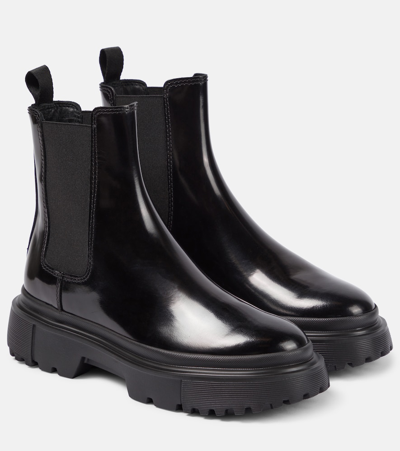 Shop Hogan H629 Pvc Chelsea Boots In Black