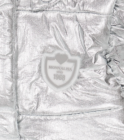 Monnalisa Metallic Puffer Vest In Silver