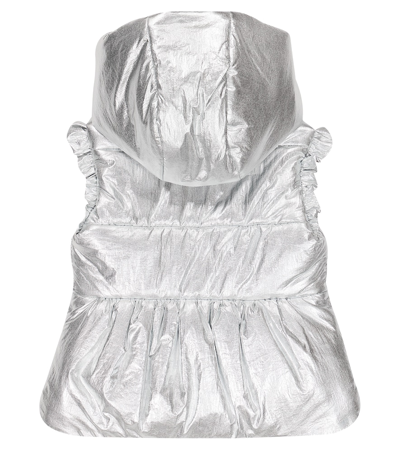 Monnalisa Metallic Puffer Vest In Silver