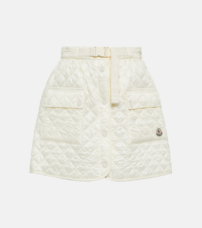 Shop Moncler Quilted Wrap Miniskirt In White
