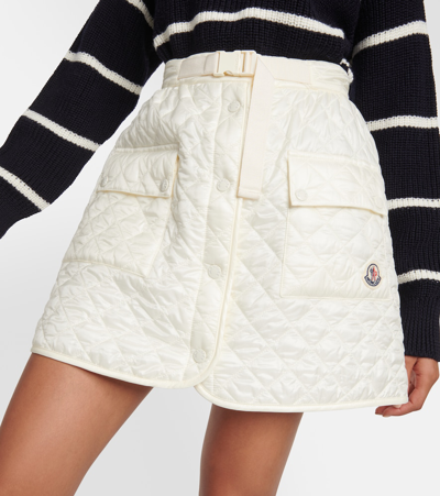 Shop Moncler Quilted Wrap Miniskirt In White