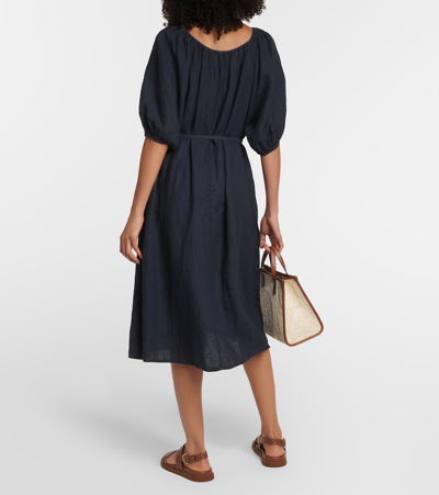 Velvet Elly Off-shoulder Cotton Midi Dress In Green