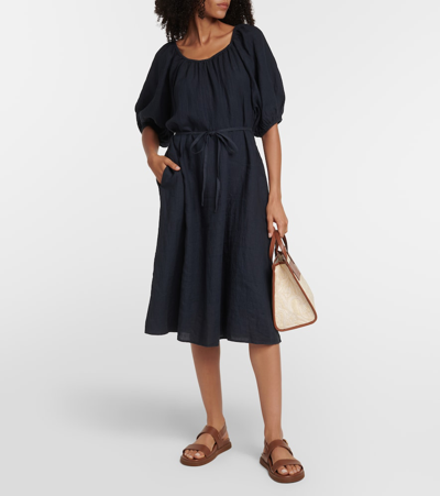 Velvet Elly Off-shoulder Cotton Midi Dress In Green