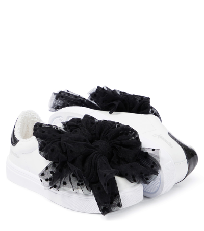 Monnalisa Bow-embellished Leather Sneakers In Multicoloured