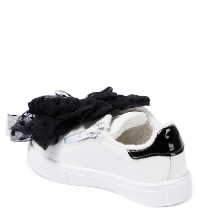 Monnalisa Bow-embellished Leather Sneakers In Multicoloured
