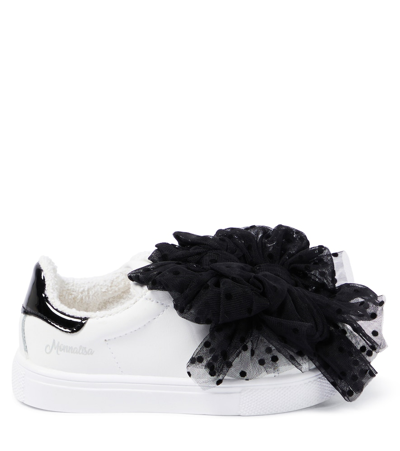 Monnalisa Bow-embellished Leather Sneakers In Multicoloured