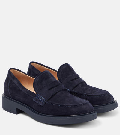 Shop Gianvito Rossi Harris Suede Loafers In Blue