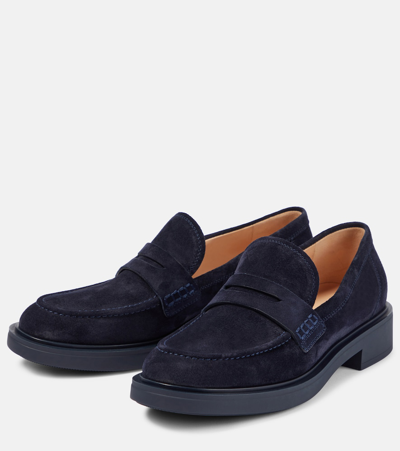 Shop Gianvito Rossi Harris Suede Loafers In Blue