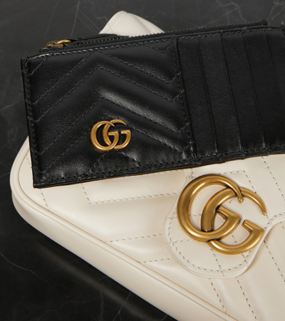 Shop Gucci Gg Marmont Leather Wallet On Chain In White