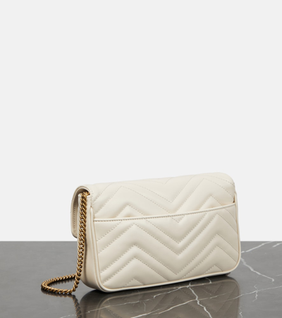 Shop Gucci Gg Marmont Leather Wallet On Chain In White