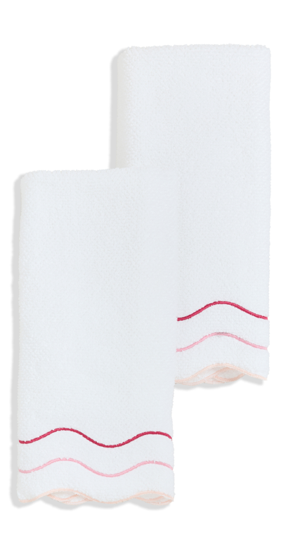 Shop Kassatex Scalloped Hand Towel Set White/pink