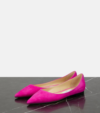 Jimmy Choo Love Leather Ballet Flats In Pink