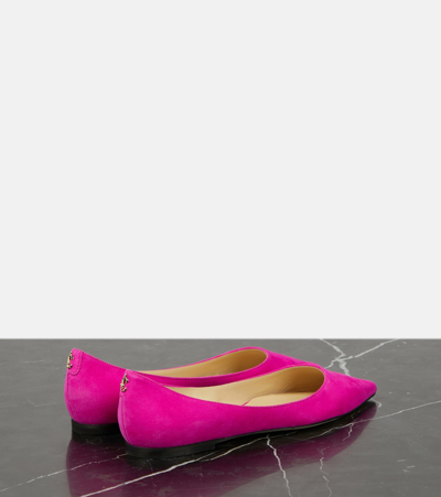 Shop Jimmy Choo Love Leather Ballet Flats In Pink