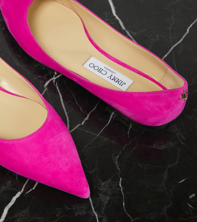 Jimmy Choo Love Leather Ballet Flats In Pink