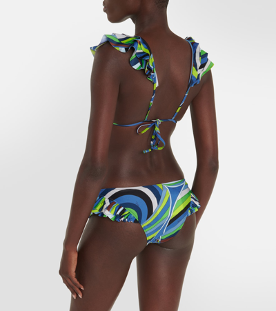 Pucci Printed Ruffled Bikini Top In Multicoloured