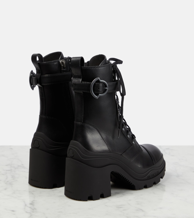 Shop Moncler Envile Leather Ankle Boots In Black