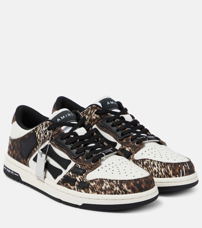 Shop Amiri Skel Top Leather Low-top Sneakers In Brown