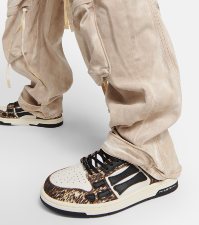 Shop Amiri Skel Top Leather Low-top Sneakers In Brown
