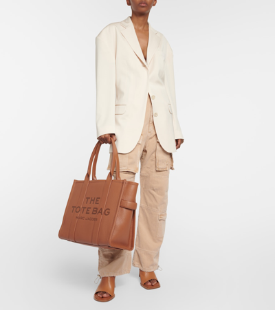 Shop Marc Jacobs The Large Leather Tote Bag In Brown