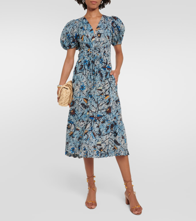 Shop Ulla Johnson Thelma Printed Midi Dress In Blue