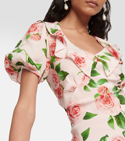Shop Rodarte Floral Silk Maxi Dress In Pink