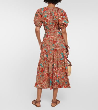 Shop Ulla Johnson Olina Printed Cotton Midi Dress In Multicoloured