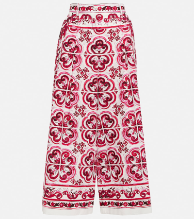 Shop Dolce & Gabbana Printed High-rise Cotton Poplin Culottes In Multicoloured