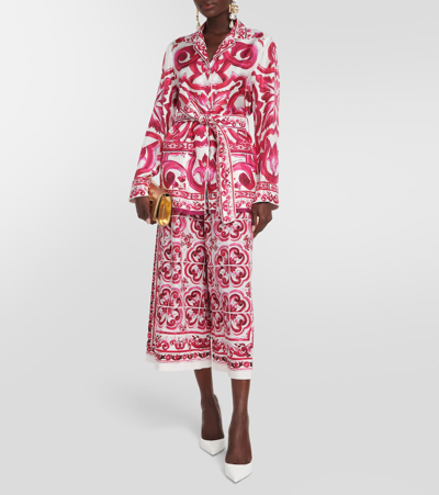 Shop Dolce & Gabbana Printed High-rise Cotton Poplin Culottes In Multicoloured