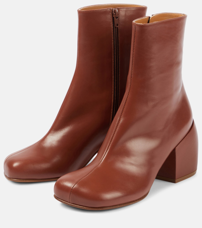 Shop Dries Van Noten Leather Ankle Boots In Brown