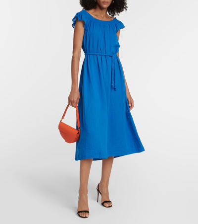 Velvet Justine Cotton Midi Dress In Neutrals