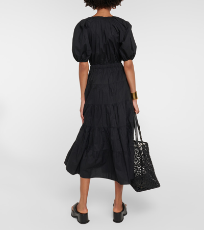 Shop Ulla Johnson Olina Cotton Midi Dress In Black