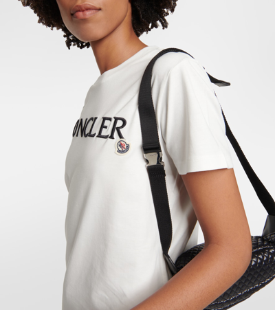 Shop Moncler Logo Cotton Jersey T-shirt In White