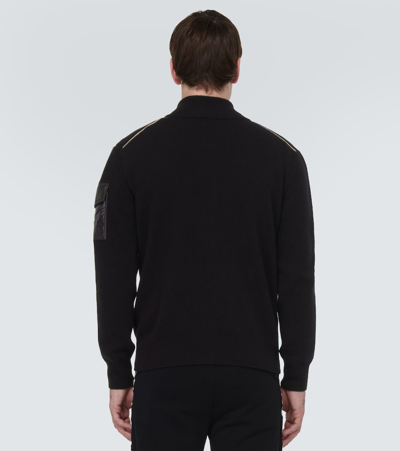 Shop Moncler Wool Cardigan In Black