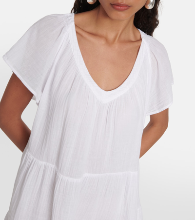 Shop Velvet Eleanor Cotton Tiered Minidress In White