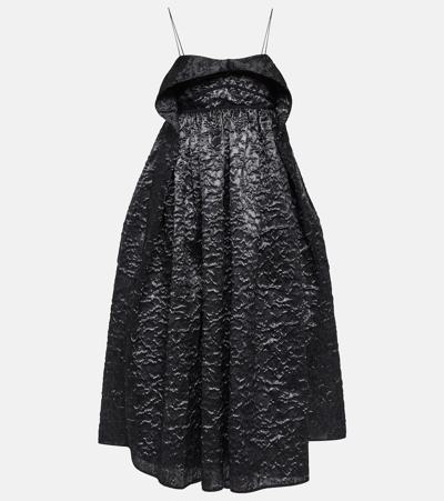 Shop Cecilie Bahnsen Susa Matelassé Midi Dress In Black