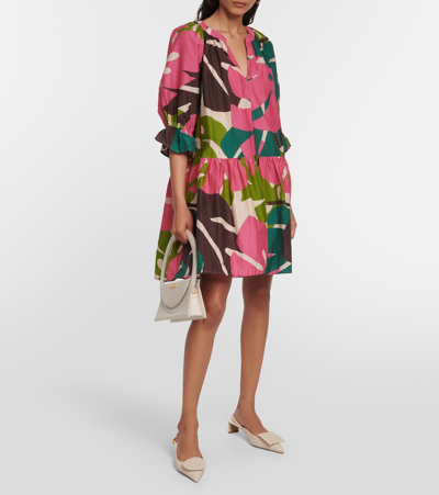 Shop Velvet Tracy Cotton And Silk Minidress In Multicoloured