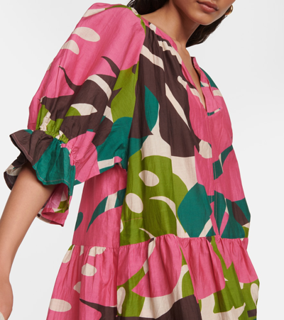 Shop Velvet Tracy Cotton And Silk Minidress In Multicoloured