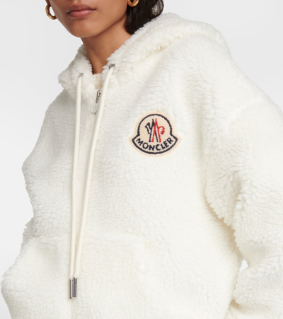 Shop Moncler Logo Teddy Hoodie In White