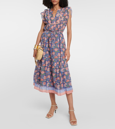 Shop Velvet Rosalina Cotton Midi Dress In Multicoloured