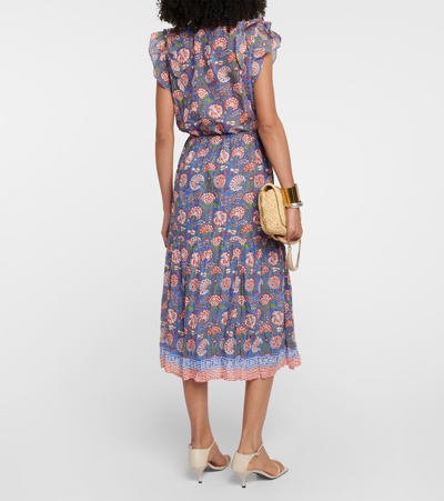 Shop Velvet Rosalina Cotton Midi Dress In Multicoloured