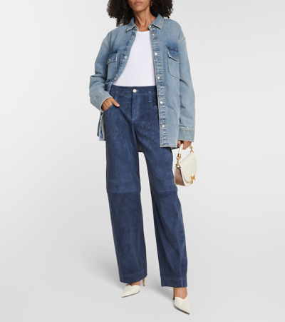 Stouls Cassidy Wide-leg Leather Pants In Blue