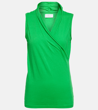 Shop Velvet Adelise Cotton-blend Top In Green